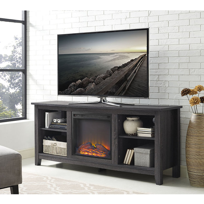Beachcrest Home Sunbury 58" TV Stand with Electric Fireplace & Reviews Wayfair